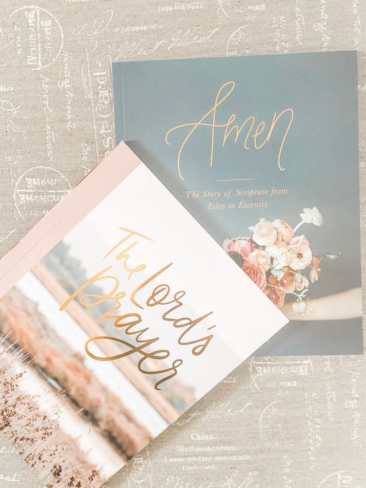 2 bible study books from the daily grace co laid next to each other: The Lord's Prayer and Amen